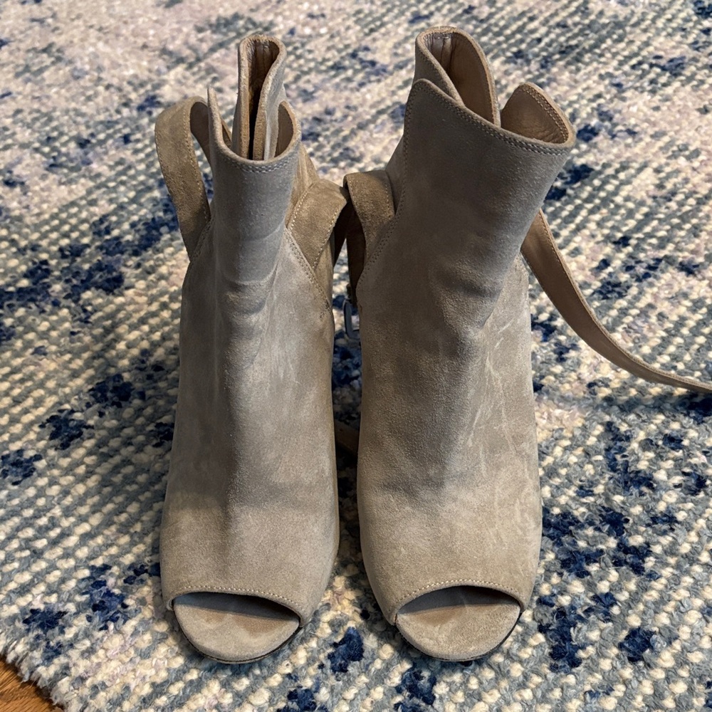 Barbara Bui Gray Suede Peep-Toe Boots